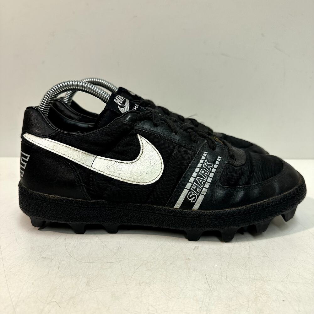 EUC OG Nike Land Shark Football Cleats 1988 Vintage RARE Black White Low 7